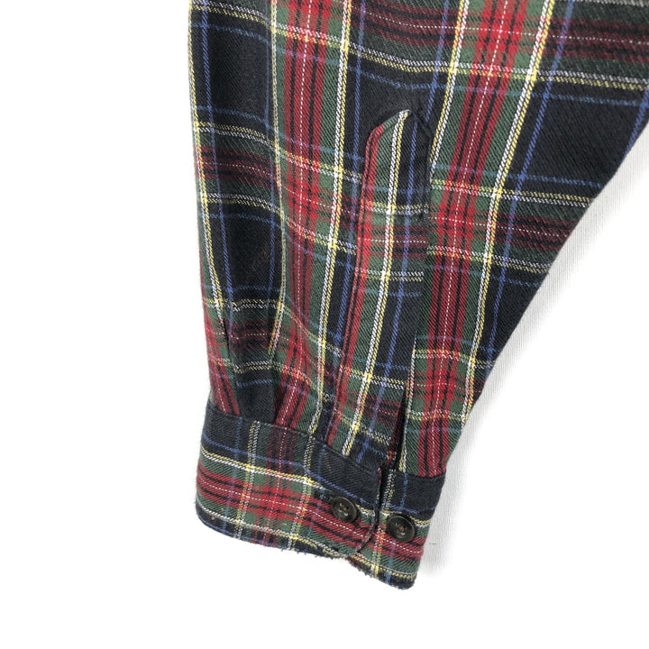LLBean Traditional Fit Long-Sleeve Button-Down Flannel Check Shirt, Men's Size M (approx.) cotton black type Vintage Second Hand