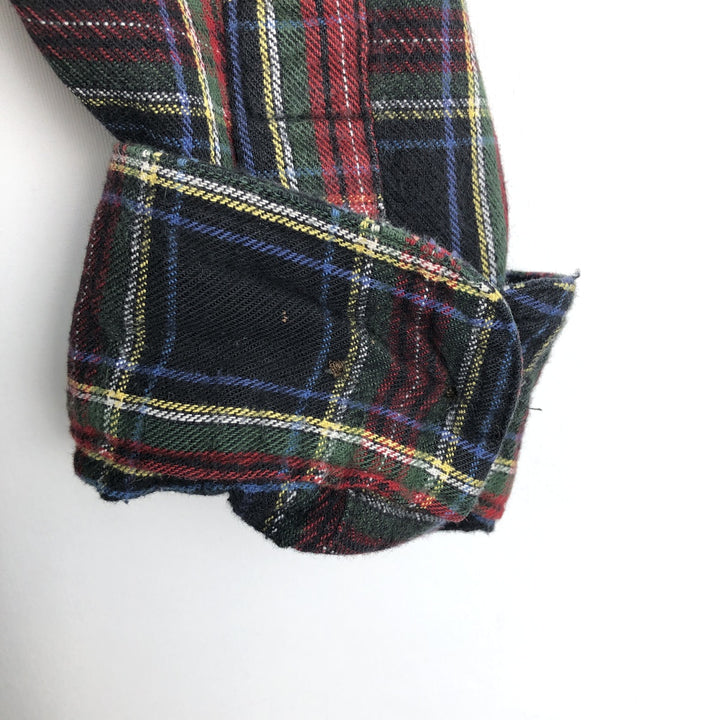 LLBean Traditional Fit Long-Sleeve Button-Down Flannel Check Shirt, Men's Size M (approx.) cotton black type Vintage Second Hand