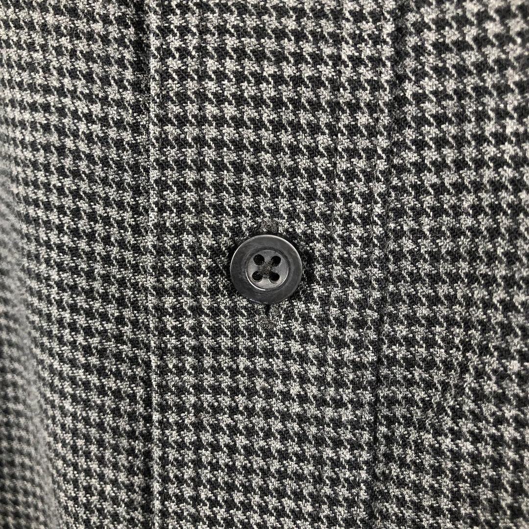 LLBean Traditional Fit Houndstooth Pattern Long-Sleeve Button-Down Flannel Check Shirt, Men's Size XL (approx.) cotton gray type Vintage Second Hand
