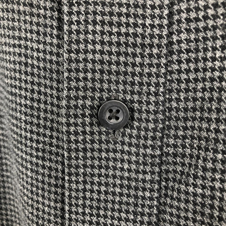 LLBean Traditional Fit Houndstooth Pattern Long-Sleeve Button-Down Flannel Check Shirt, Men's Size XL (approx.) cotton gray type Vintage Second Hand