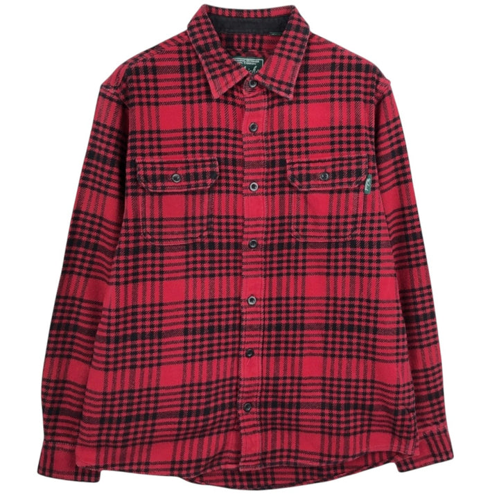 WOOLRICH Long Sleeve Heavy Flannel Check Shirt, Men's Size M cotton red type Vintage Second Hand