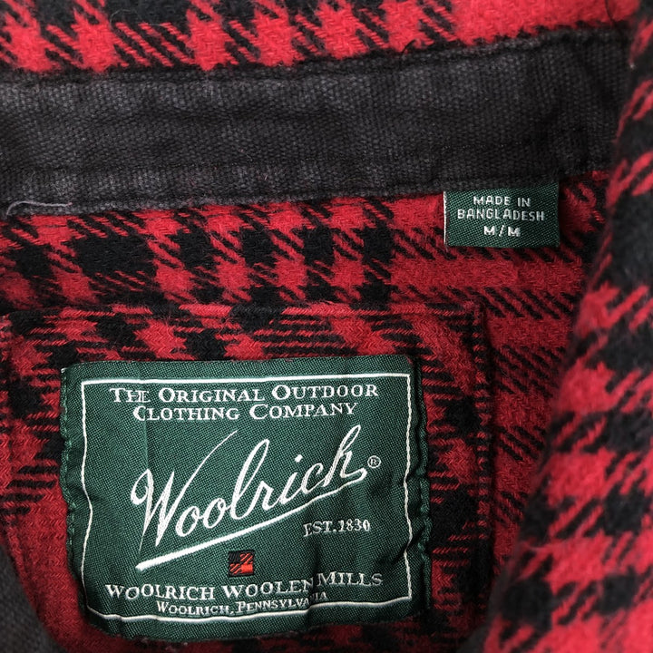 WOOLRICH Long Sleeve Heavy Flannel Check Shirt, Men's Size M cotton red type Vintage Second Hand