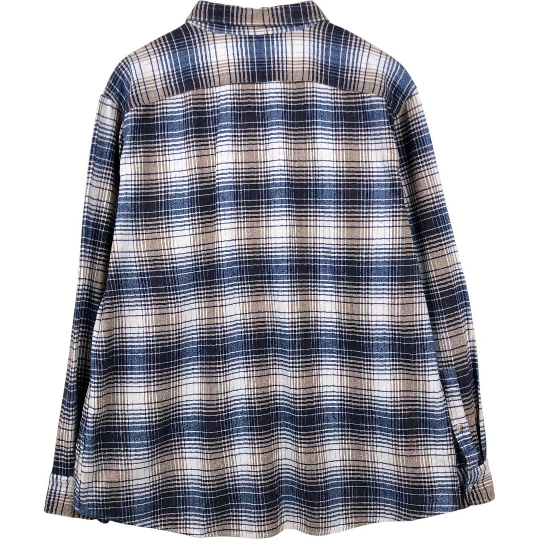 Banana Republic Standard Fit Long-Sleeve Flannel Check Shirt, Men's Size XL (approx.) cotton Navy blue Vintage Second Hand