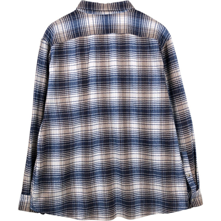Banana Republic Standard Fit Long-Sleeve Flannel Check Shirt, Men's Size XL (approx.) cotton Navy blue Vintage Second Hand