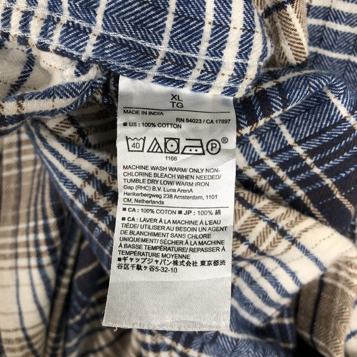 Banana Republic Standard Fit Long-Sleeve Flannel Check Shirt, Men's Size XL (approx.) cotton Navy blue Vintage Second Hand
