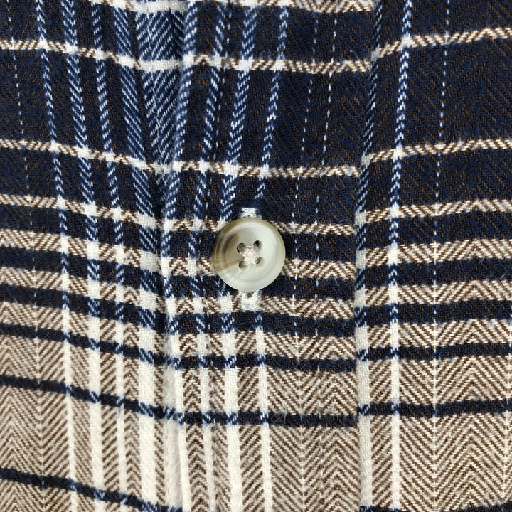 Banana Republic Standard Fit Long-Sleeve Flannel Check Shirt, Men's Size XL (approx.) cotton Navy blue Vintage Second Hand