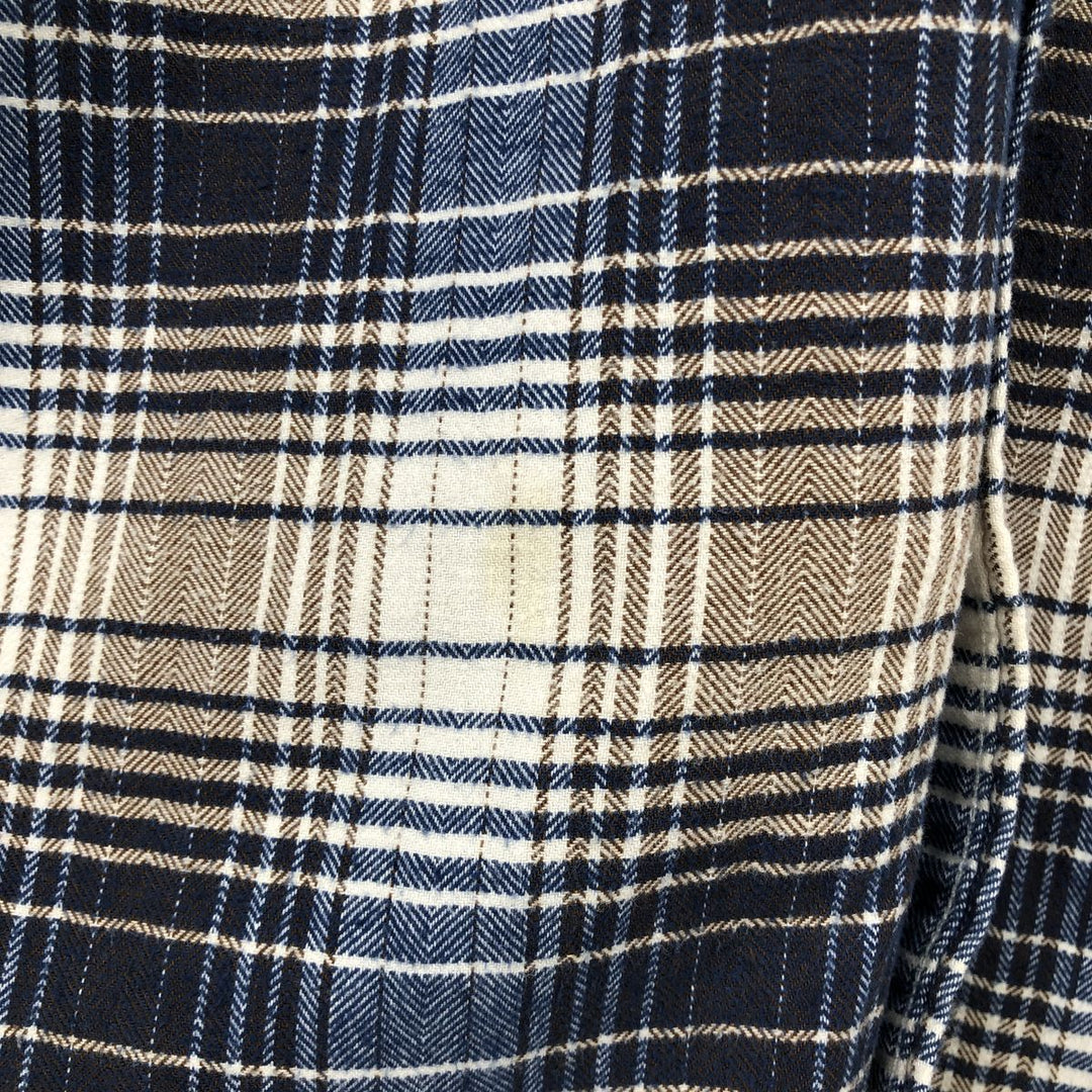 Banana Republic Standard Fit Long-Sleeve Flannel Check Shirt, Men's Size XL (approx.) cotton Navy blue Vintage Second Hand