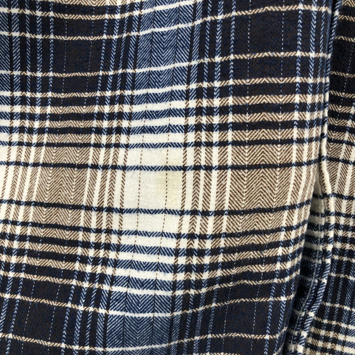 Banana Republic Standard Fit Long-Sleeve Flannel Check Shirt, Men's Size XL (approx.) cotton Navy blue Vintage Second Hand