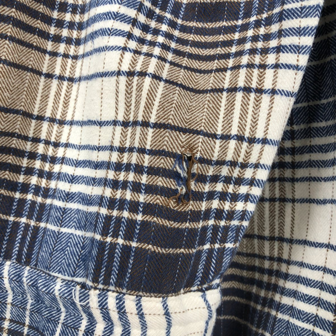 Banana Republic Standard Fit Long-Sleeve Flannel Check Shirt, Men's Size XL (approx.) cotton Navy blue Vintage Second Hand