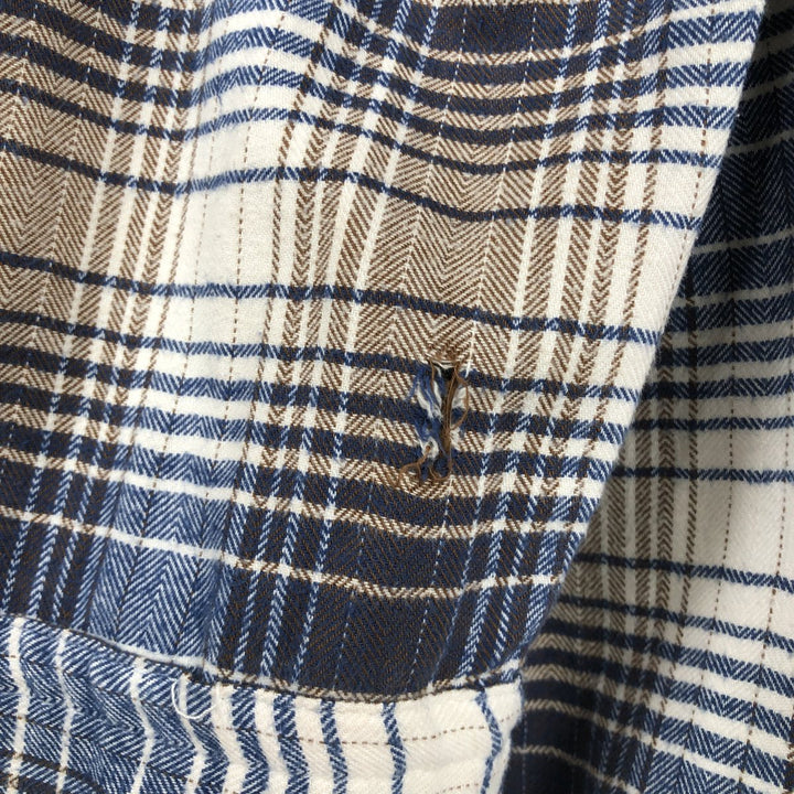 Banana Republic Standard Fit Long-Sleeve Flannel Check Shirt, Men's Size XL (approx.) cotton Navy blue Vintage Second Hand