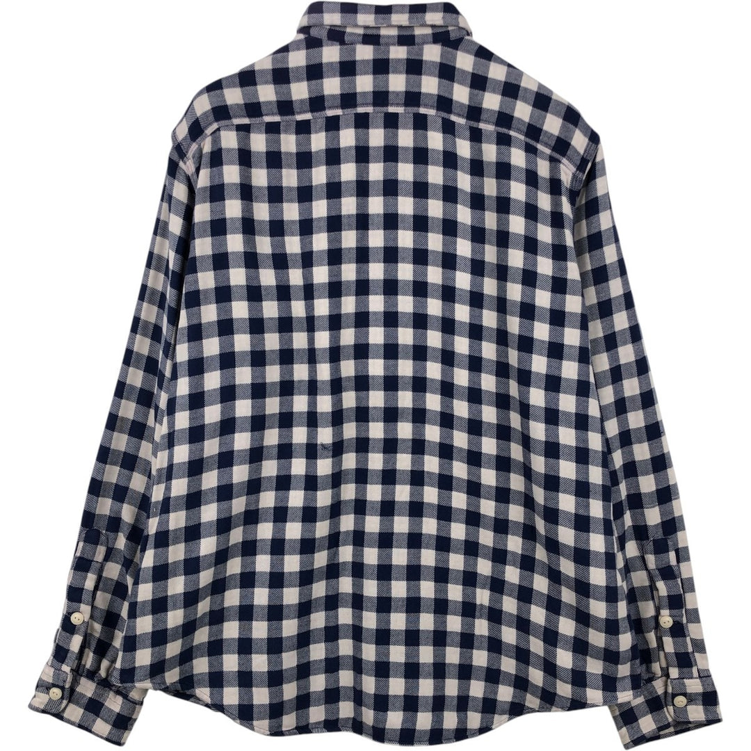 Ralph Lauren POLO RALPH LAUREN Gingham Check Long-Sleeve Flannel Check Shirt, Men's Size XL (approx.) cotton navy blue type Vintage Second Hand