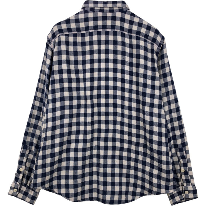 Ralph Lauren POLO RALPH LAUREN Gingham Check Long-Sleeve Flannel Check Shirt, Men's Size XL (approx.) cotton navy blue type Vintage Second Hand