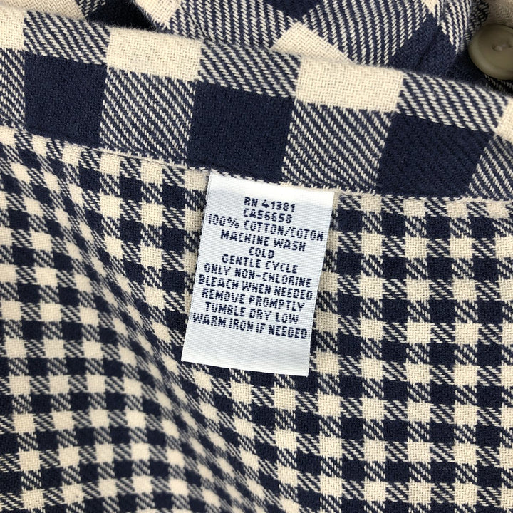 Ralph Lauren POLO RALPH LAUREN Gingham Check Long-Sleeve Flannel Check Shirt, Men's Size XL (approx.) cotton navy blue type Vintage Second Hand