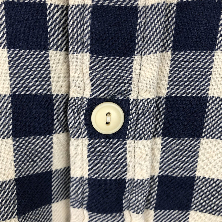 Ralph Lauren POLO RALPH LAUREN Gingham Check Long-Sleeve Flannel Check Shirt, Men's Size XL (approx.) cotton navy blue type Vintage Second Hand