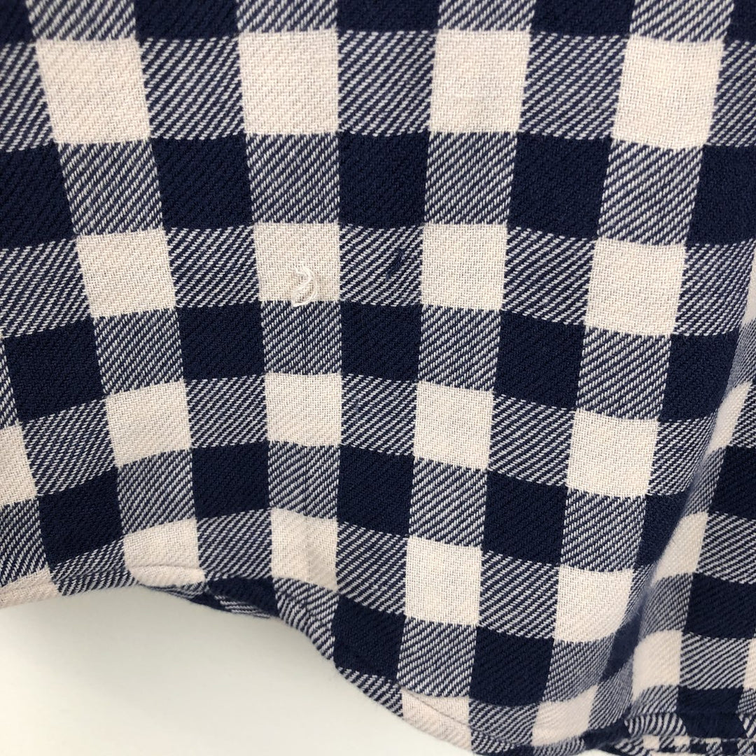 Ralph Lauren POLO RALPH LAUREN Gingham Check Long-Sleeve Flannel Check Shirt, Men's Size XL (approx.) cotton navy blue type Vintage Second Hand