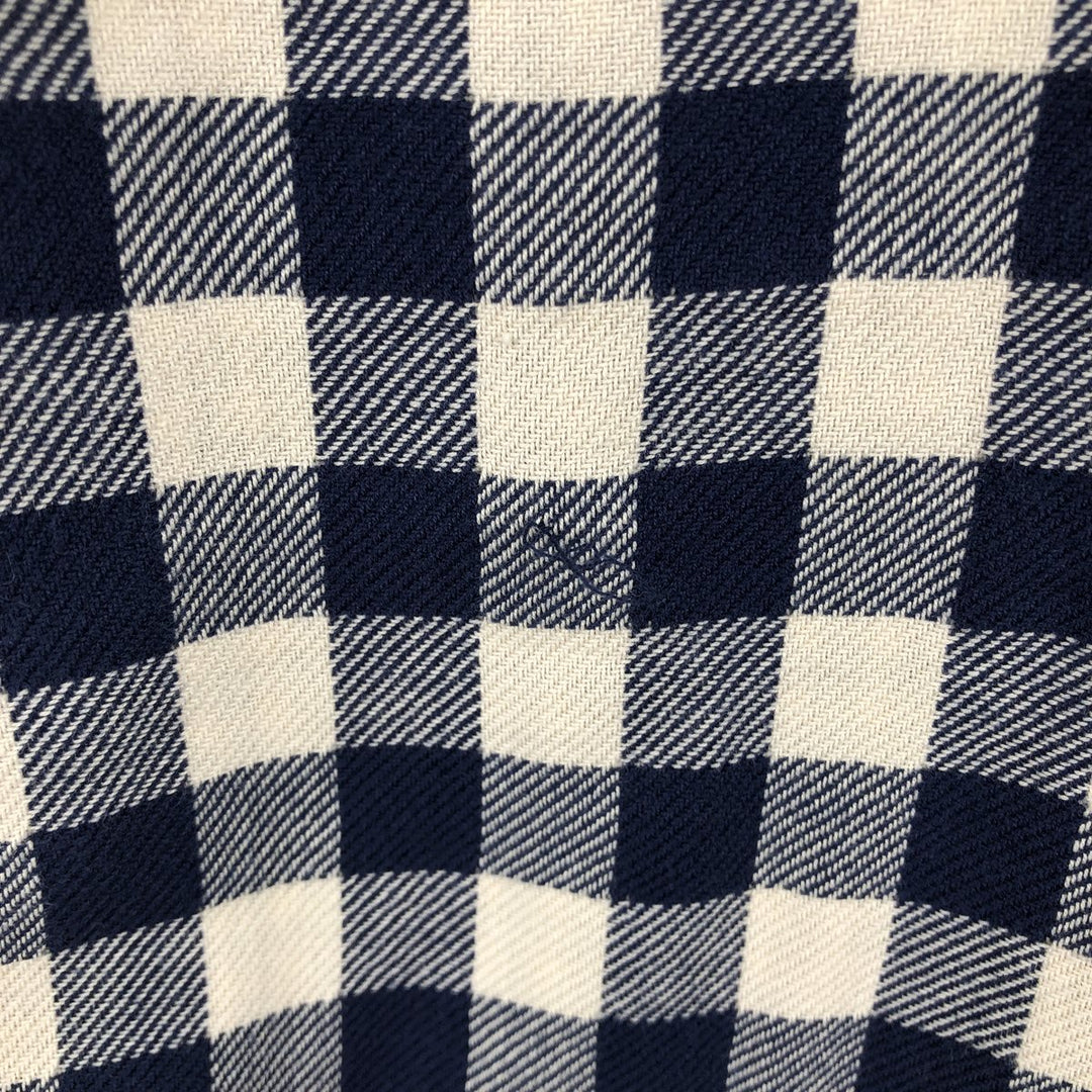 Ralph Lauren POLO RALPH LAUREN Gingham Check Long-Sleeve Flannel Check Shirt, Men's Size XL (approx.) cotton navy blue type Vintage Second Hand