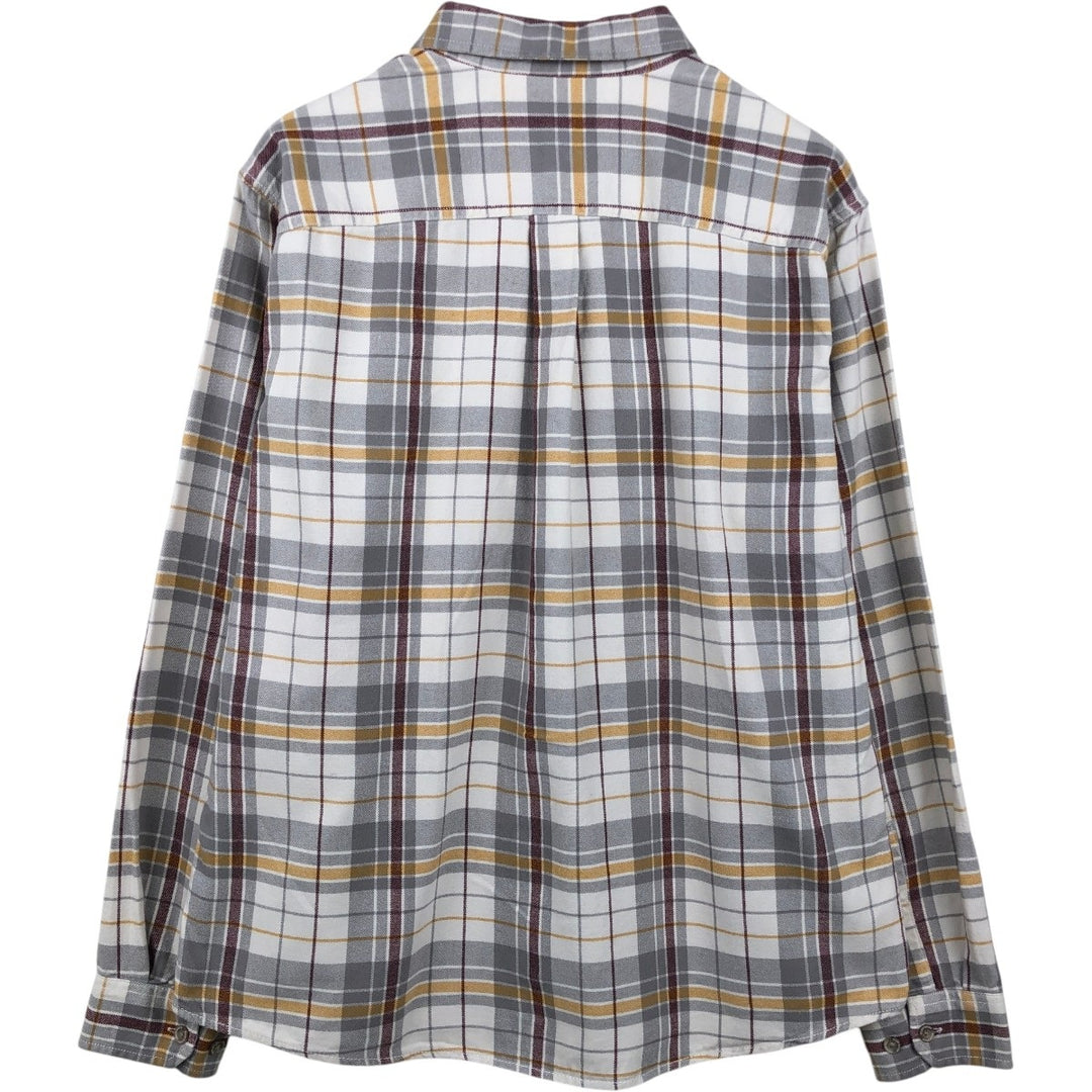 Eddie Bauer CLASSIC FIT Long-Sleeve Button-Down Light Flannel Check Shirt, Men's Size L (approx.) cotton white type Vintage Second Hand