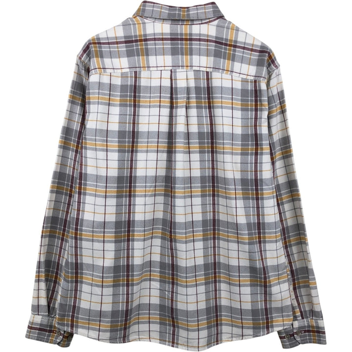 Eddie Bauer CLASSIC FIT Long-Sleeve Button-Down Light Flannel Check Shirt, Men's Size L (approx.) cotton white type Vintage Second Hand