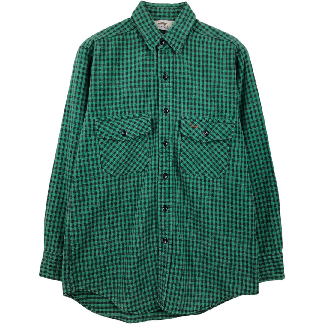 Duxbak Buffalo Check Long-Sleeve Flannel Check Shirt, Men's Size M (Equivalent), Vintage unclear green type Vintage Second Hand