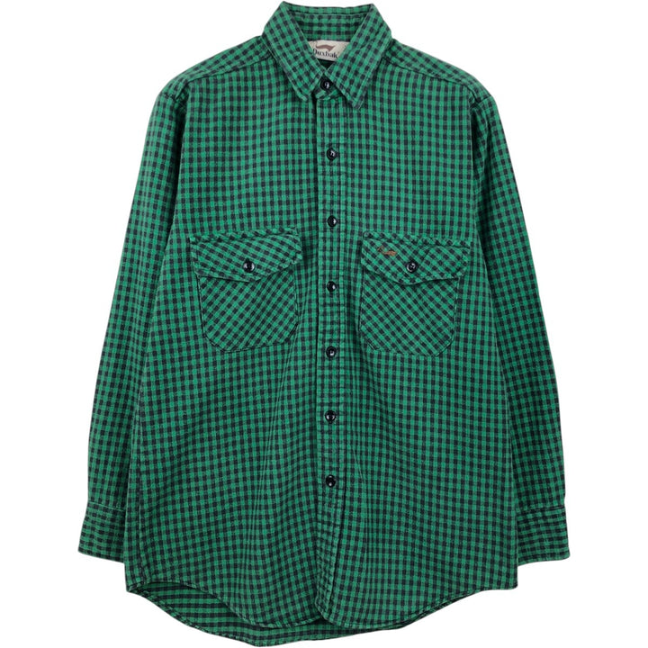 Duxbak Buffalo Check Long-Sleeve Flannel Check Shirt, Men's Size M (Equivalent), Vintage unclear green type Vintage Second Hand
