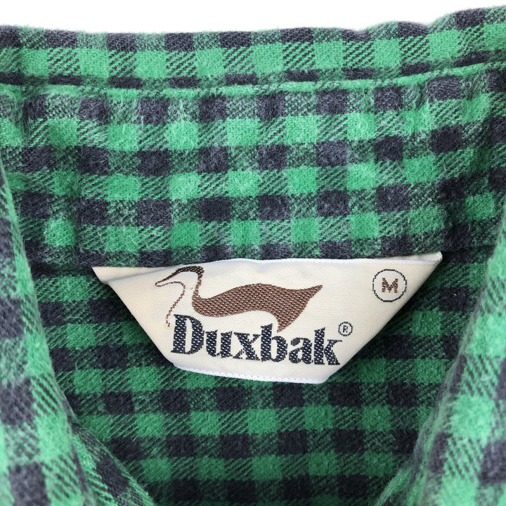 Duxbak Buffalo Check Long-Sleeve Flannel Check Shirt, Men's Size M (Equivalent), Vintage unclear green type Vintage Second Hand