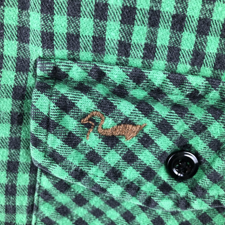 Duxbak Buffalo Check Long-Sleeve Flannel Check Shirt, Men's Size M (Equivalent), Vintage unclear green type Vintage Second Hand