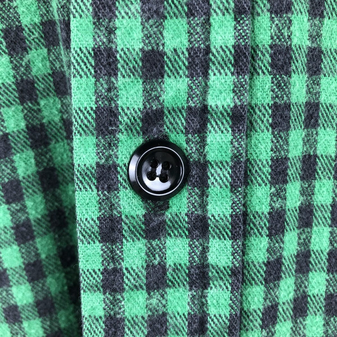 Duxbak Buffalo Check Long-Sleeve Flannel Check Shirt, Men's Size M (Equivalent), Vintage unclear green type Vintage Second Hand