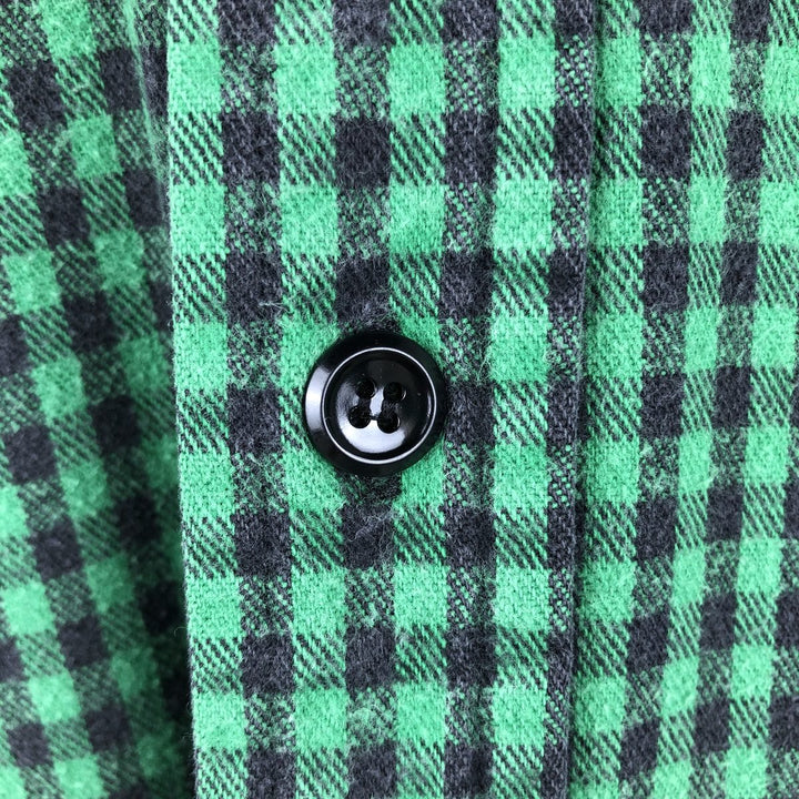Duxbak Buffalo Check Long-Sleeve Flannel Check Shirt, Men's Size M (Equivalent), Vintage unclear green type Vintage Second Hand