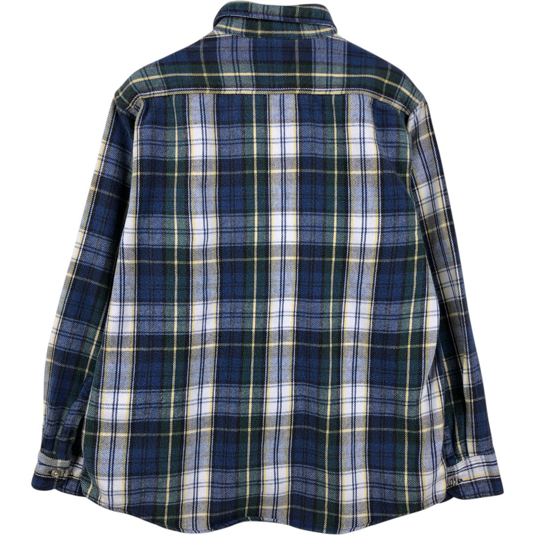 GFC TRADING CO. Long-sleeved flannel check shirt, men's size M (approx.) cotton Navy blue Vintage Second Hand