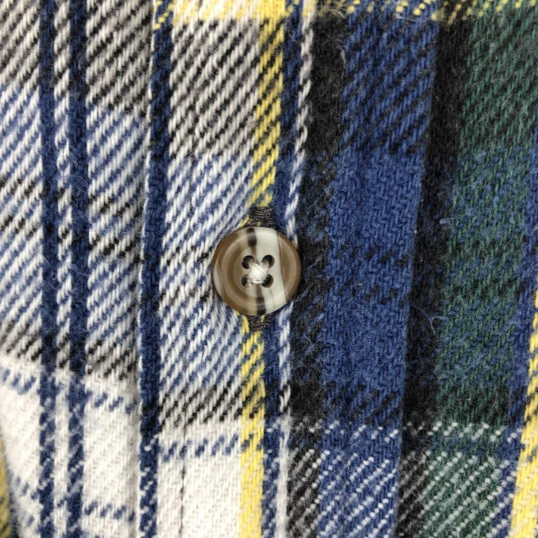 GFC TRADING CO. Long-sleeved flannel check shirt, men's size M (approx.) cotton Navy blue Vintage Second Hand