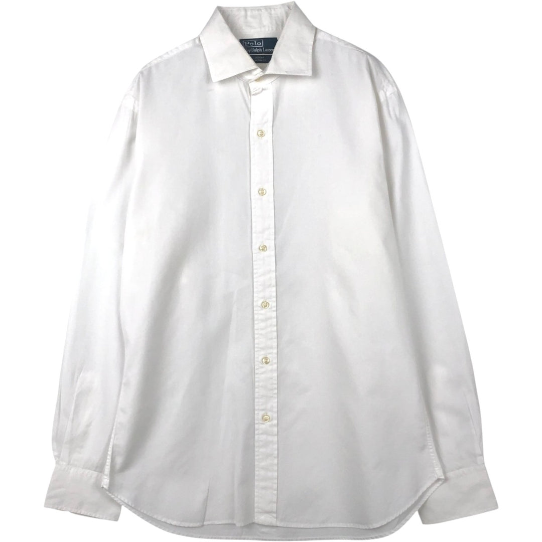 Ralph Lauren POLO by Ralph Lauren REGENT CUSTOM FIT long sleeve cotton shirt, men's size L cotton white type Vintage Second Hand