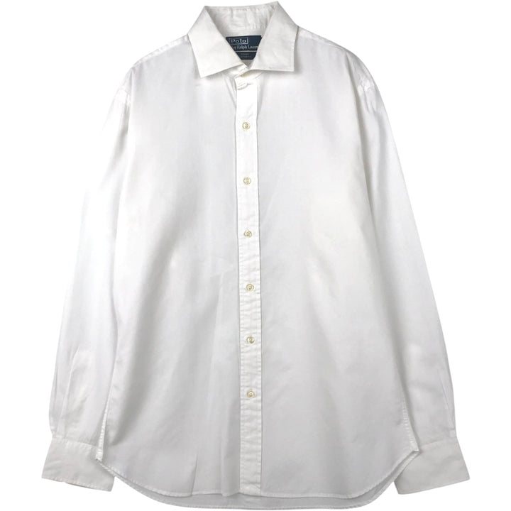 Ralph Lauren POLO by Ralph Lauren REGENT CUSTOM FIT long sleeve cotton shirt, men's size L cotton white type Vintage Second Hand