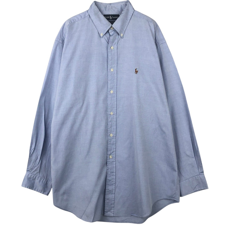 Ralph Lauren YARMOUTH long sleeve button down shirt, men's XL size cotton Blue type light blue Vintage Second Hand