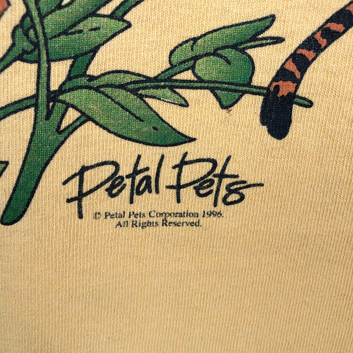 90'S Tiger Pattern Floral Print T-Shirt, Men's Size L (approx.), Vintage unclear yellow type Vintage Second Hand