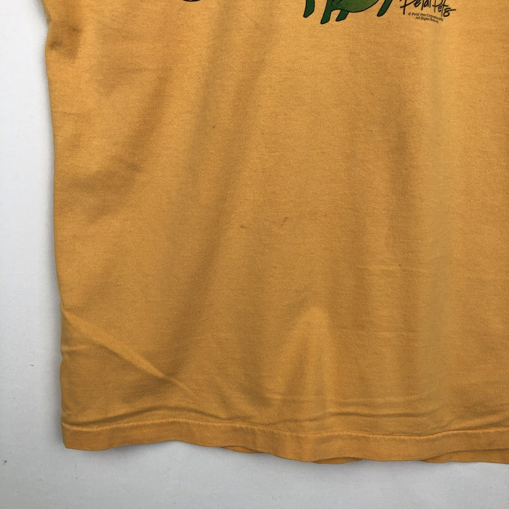 90'S Tiger Pattern Floral Print T-Shirt, Men's Size L (approx.), Vintage unclear yellow type Vintage Second Hand