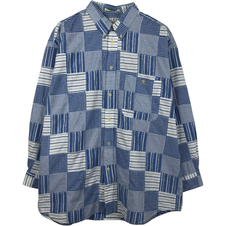 2000'S Orvis patchwork long-sleeved button-down check shirt, men's size XL. cotton white type Vintage Second Hand