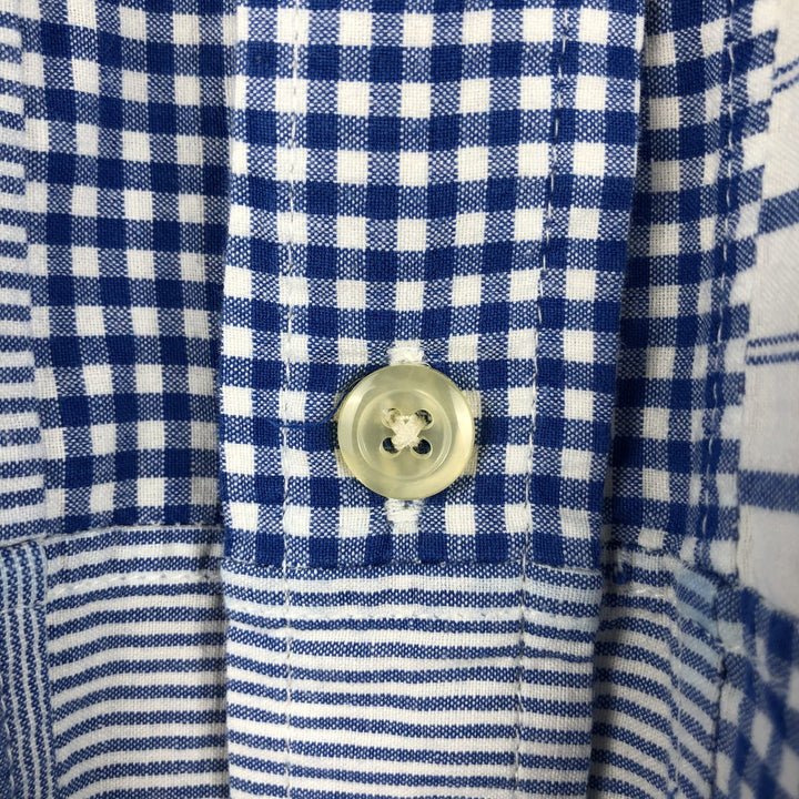 2000'S Orvis patchwork long-sleeved button-down check shirt, men's size XL. cotton white type Vintage Second Hand