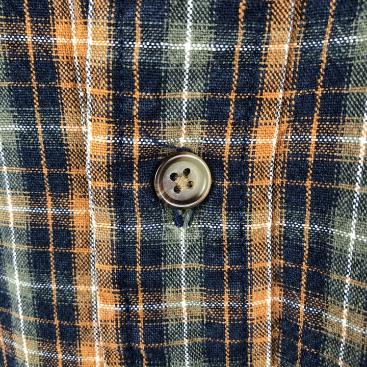 Eddie Bauer Long Sleeve Button-Down Check Shirt, Men's XL cotton navy blue type Vintage Second Hand
