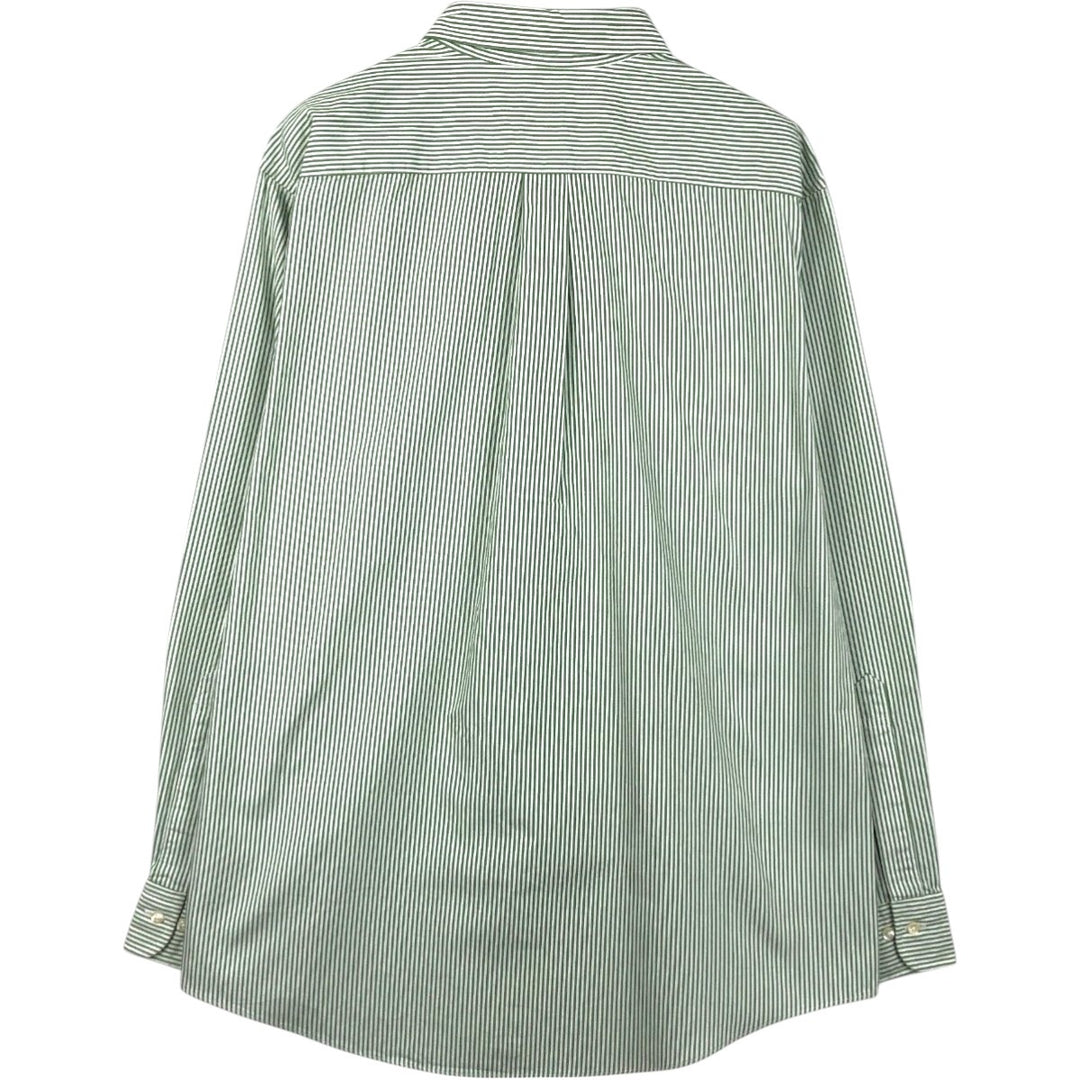 Brooks Brothers Est.1818 Slim Fit Long Sleeve Button-Down Striped Shirt, Made in USA, Men's Size XL (approx.) cotton green type Vintage Second Hand
