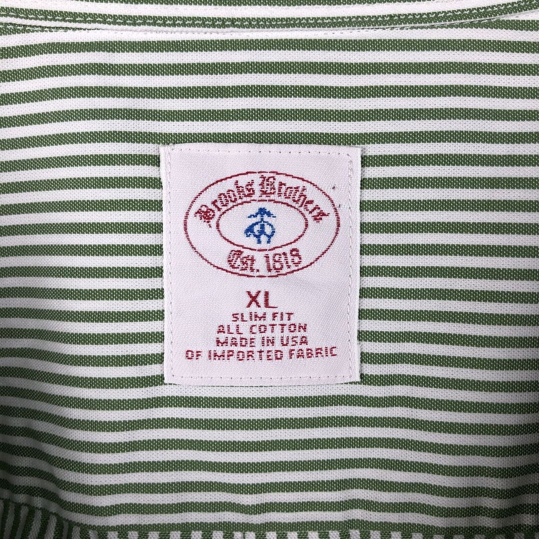 Brooks Brothers Est.1818 Slim Fit Long Sleeve Button-Down Striped Shirt, Made in USA, Men's Size XL (approx.) cotton green type Vintage Second Hand