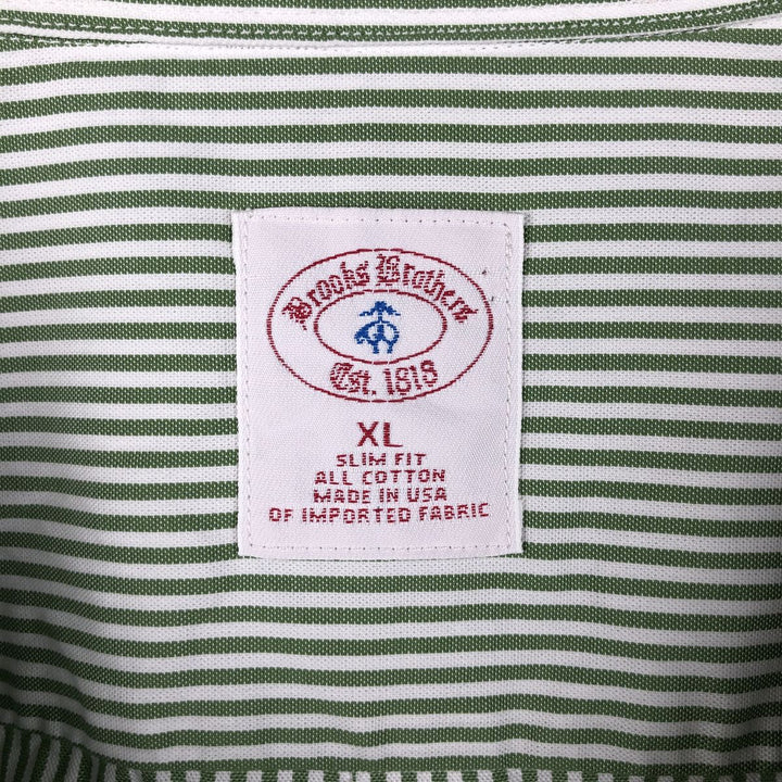 Brooks Brothers Est.1818 Slim Fit Long Sleeve Button-Down Striped Shirt, Made in USA, Men's Size XL (approx.) cotton green type Vintage Second Hand
