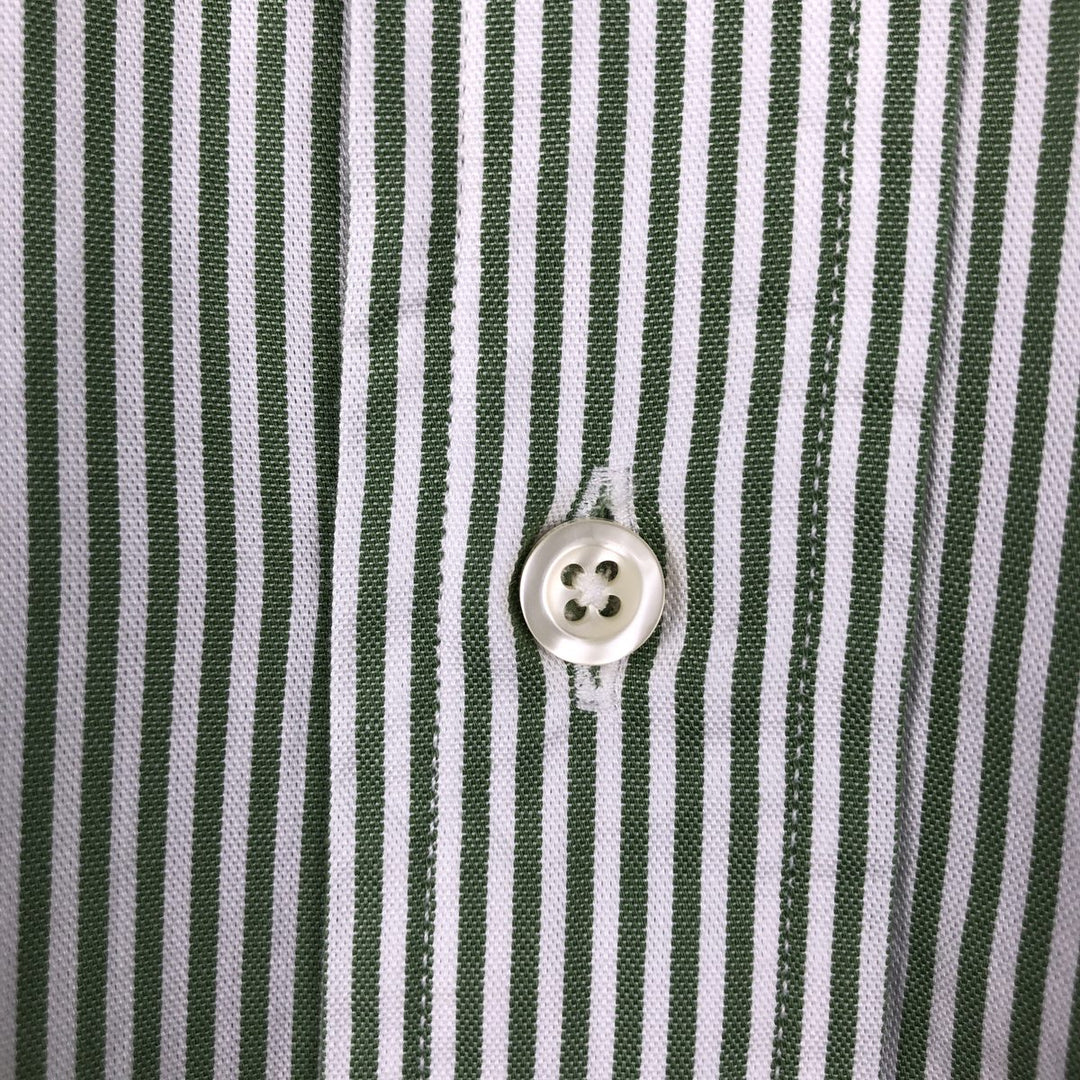 Brooks Brothers Est.1818 Slim Fit Long Sleeve Button-Down Striped Shirt, Made in USA, Men's Size XL (approx.) cotton green type Vintage Second Hand
