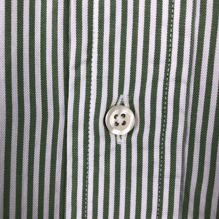 Brooks Brothers Est.1818 Slim Fit Long Sleeve Button-Down Striped Shirt, Made in USA, Men's Size XL (approx.) cotton green type Vintage Second Hand
