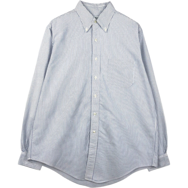 Brooks Brothers Long Sleeve Button-Down Striped Shirt Made in USA Men's Size L cotton navy blue type Vintage Second Hand