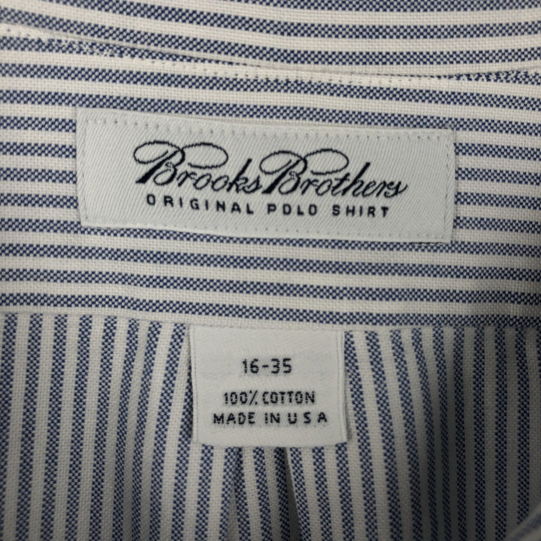 Brooks Brothers Long Sleeve Button-Down Striped Shirt Made in USA Men's Size L cotton navy blue type Vintage Second Hand