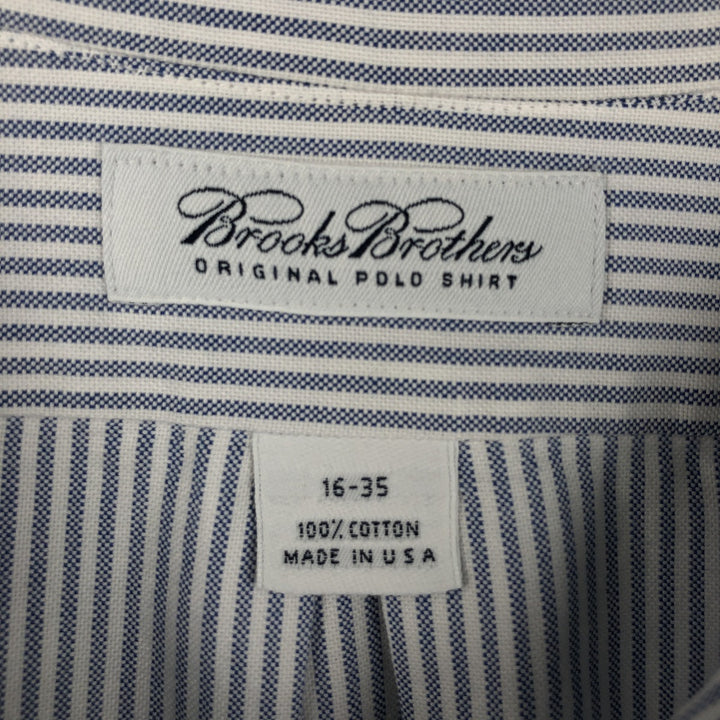 Brooks Brothers Long Sleeve Button-Down Striped Shirt Made in USA Men's Size L cotton navy blue type Vintage Second Hand