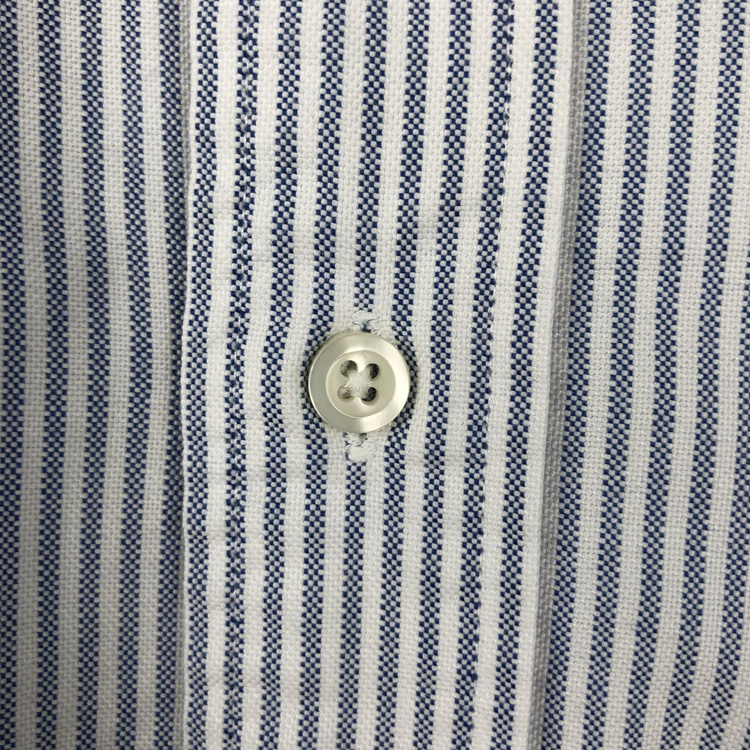 Brooks Brothers Long Sleeve Button-Down Striped Shirt Made in USA Men's Size L cotton navy blue type Vintage Second Hand