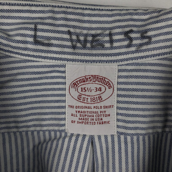 Brooks Brothers Est.1818 Long Sleeve Button-Down Striped Shirt Made in USA Men's M Supima Cotton blue type Vintage Second Hand