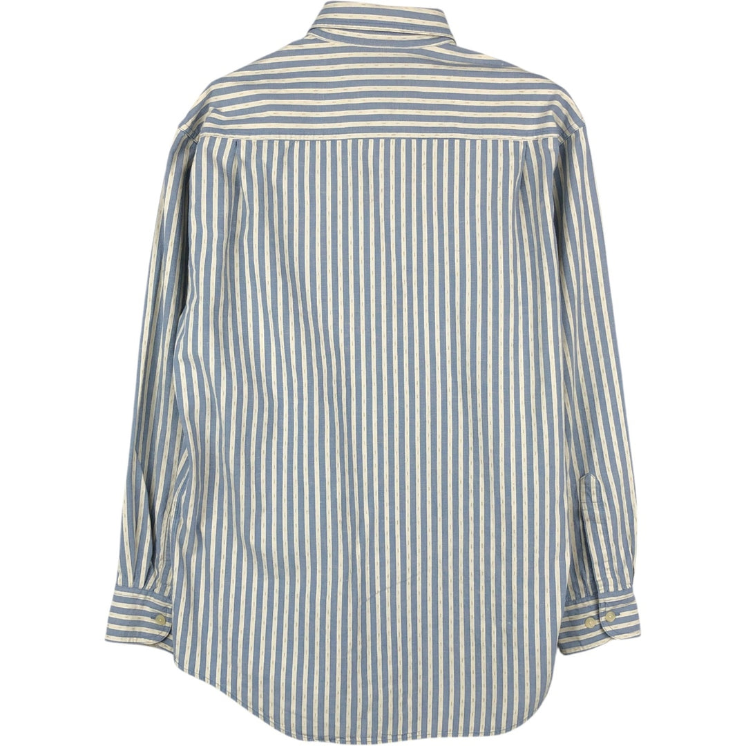 1980'S Ralph Lauren CHAPS Long-Sleeve Button-Down Striped Shirt, Made in USA, Men's Size M (approx.), Vintage cotton Blue type light blue Vintage Second Hand