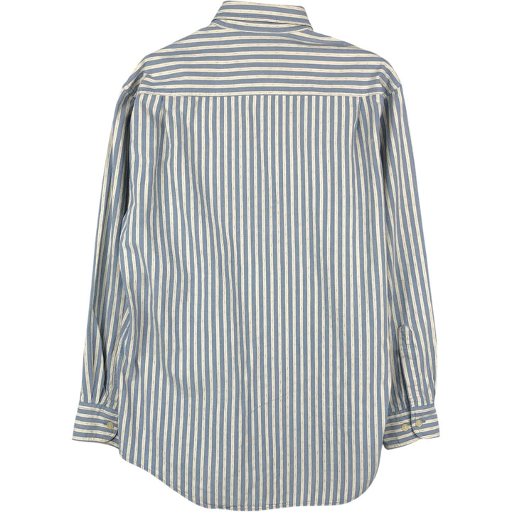 1980'S Ralph Lauren CHAPS Long-Sleeve Button-Down Striped Shirt, Made in USA, Men's Size M (approx.), Vintage cotton Blue type light blue Vintage Second Hand